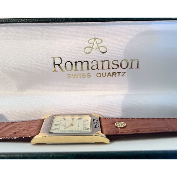 NOS Romanson Vintage Swiss Wrist Watch Brown Leather Women\'s Prestige main image 6